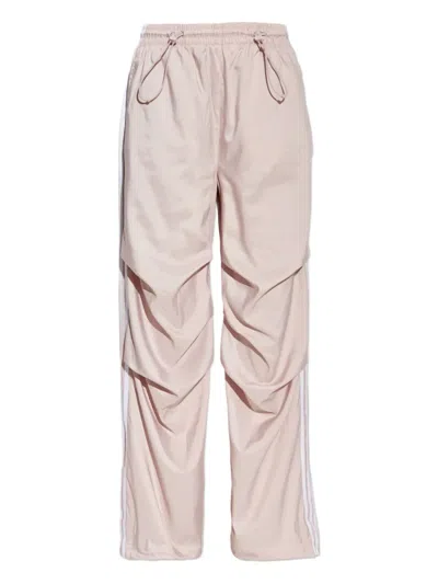 Adidas Originals Three-stripe Gathered Trousers In Neutral