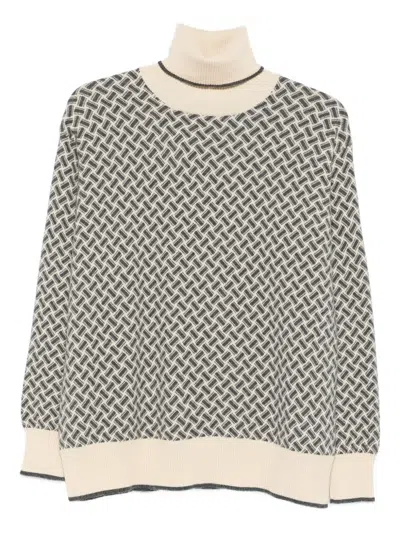Drumohr Geometric-pattern Turtleneck Sweater In Neutral