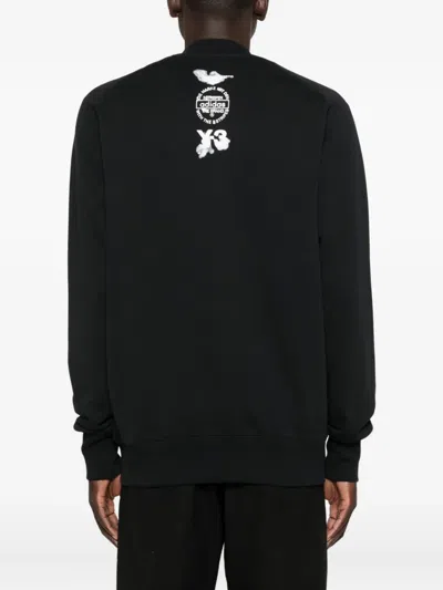 Y-3 Adidas Logo Cotton Sweatshirt In Black