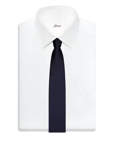 Brioni Plain Silk Tie In Blue