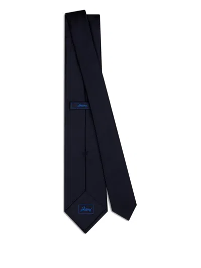 Brioni Plain Silk Tie In Blue