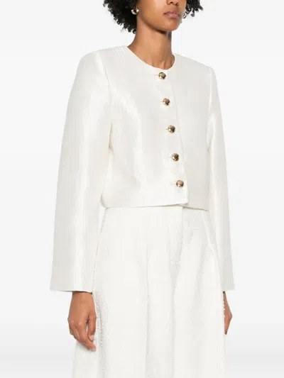 Brandon Maxwell Single-breasted Silk Jacket In Neutral