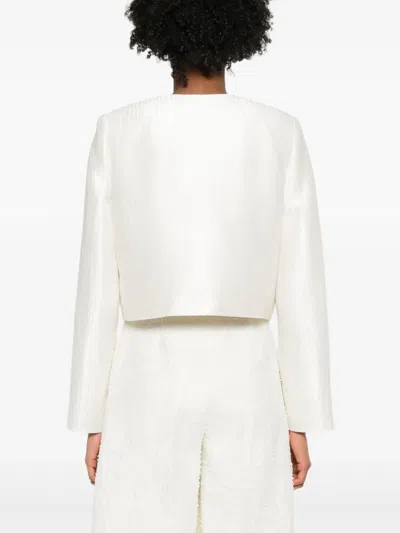 Brandon Maxwell Single-breasted Silk Jacket In Neutral