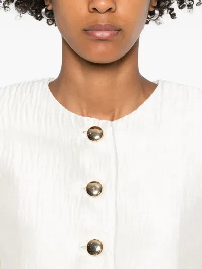 Brandon Maxwell Single-breasted Silk Jacket In Neutral