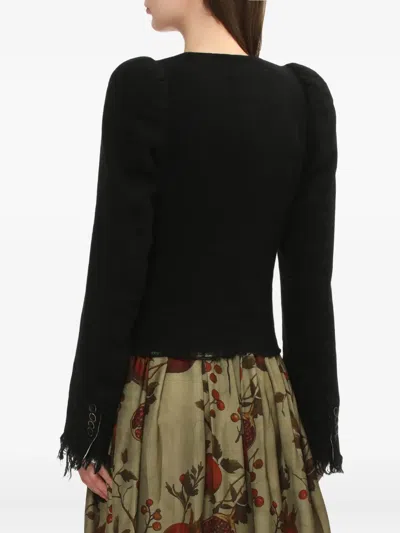 Uma Wang Distressed Frayed Hem Jacket With Front Pockets In Black