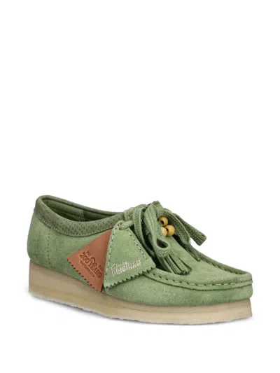 Clarks Originals Green Wallabee Derbys In Apple Suede