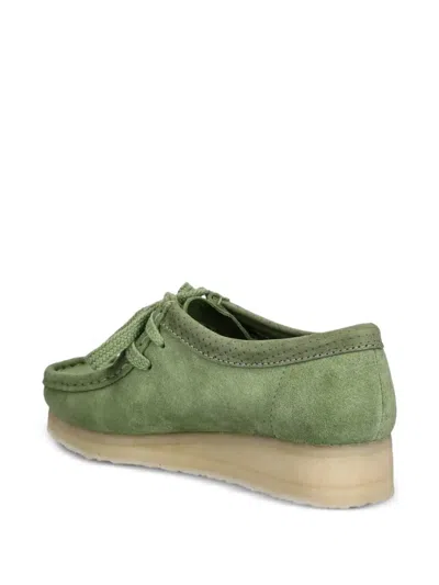 Clarks Originals Green Wallabee Derbys In Apple Suede