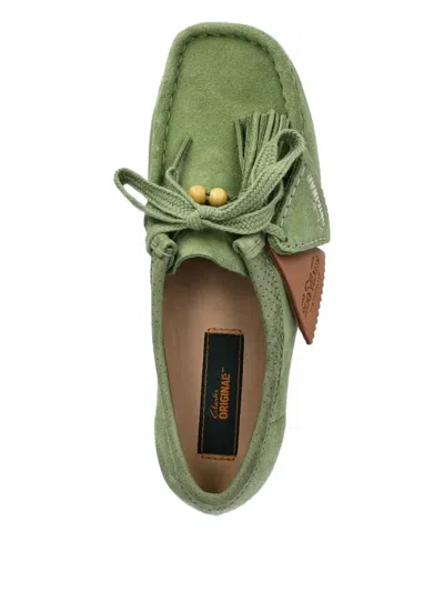 Clarks Originals Green Wallabee Derbys In Apple Suede