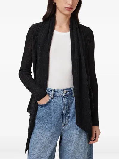 Allsaints Harper High Low Open Front Cardigan In Black