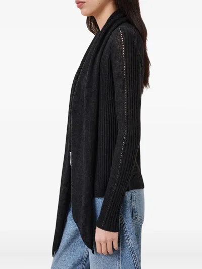 Allsaints Harper High Low Open Front Cardigan In Black