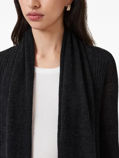 Allsaints Harper High Low Open Front Cardigan In Black