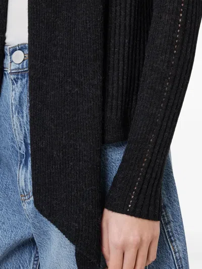 Allsaints Harper High Low Open Front Cardigan In Black