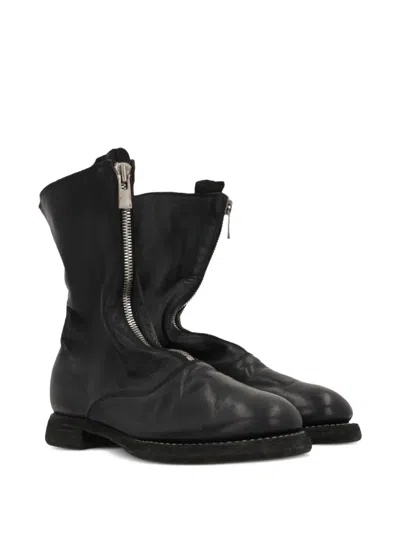 Guidi Zip-front Round-toe Boots In Black