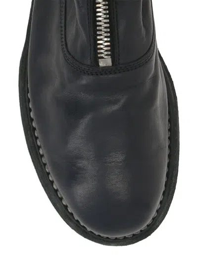 Guidi Zip-front Round-toe Boots In Black
