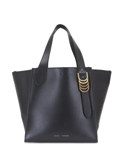 Dorothee Schumacher Tote Bag In Soft Calf Leather With D-ring Hardware In Black