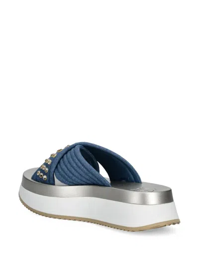 Liu •jo Stud-embellished Slides In Blue