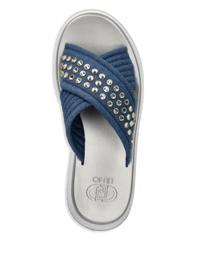 Liu •jo Stud-embellished Slides In Blue