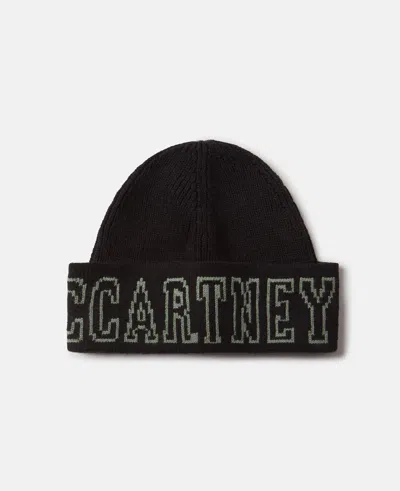 Stella Mccartney Logo Graphic Beanie In Black