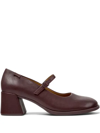 Camper Buckle-strap Block-heel Loafers In Red