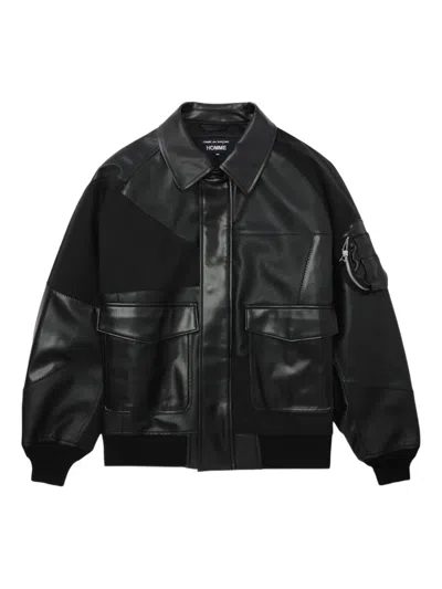 Comme Des Garçons Homme Deux Patchwork Panelled Jacket In Black