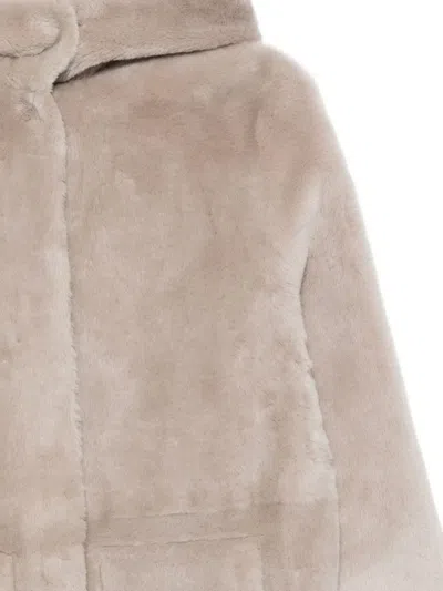 Simonetta Ravizza Hooded Shearling Coat In Neutral