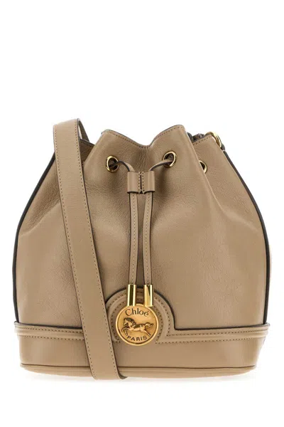 Chloé Cappuccino Leather Drawstring Bucket Bag In Neutral