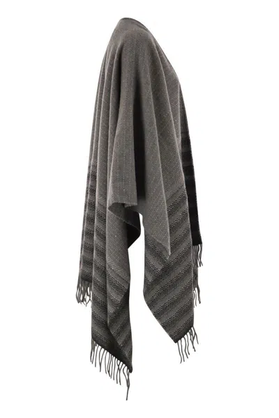 Peserico Virgin Wool And Cashmere Cape In Gray