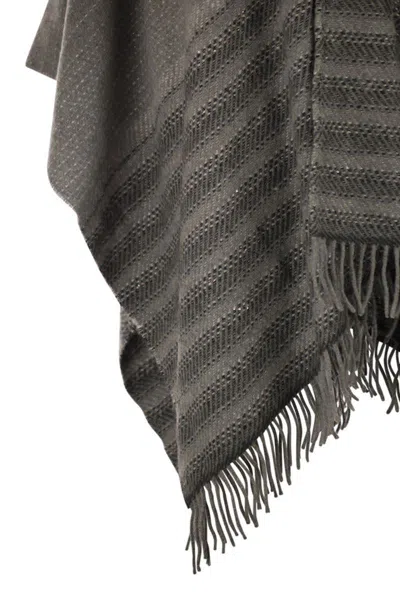 Peserico Virgin Wool And Cashmere Cape In Gray