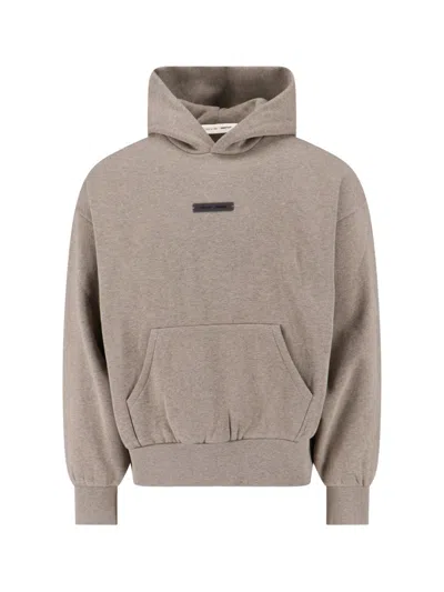 Essentials Brown Classic Fit Fleece Hoodie In Gray