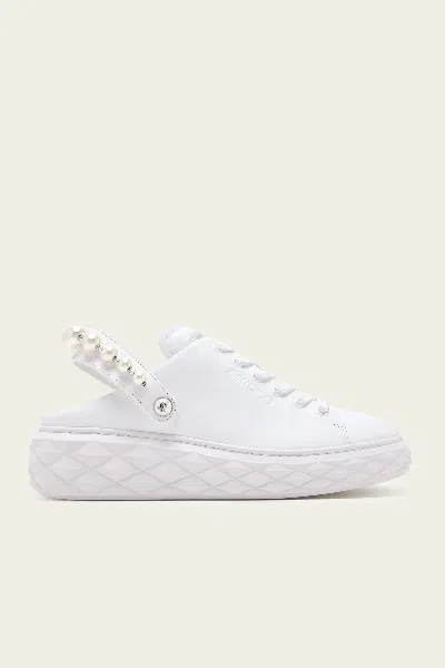 Jimmy Choo Pearl Platform Round Slingback Sneakers In White