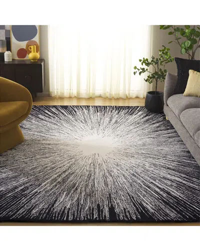 Safavieh Abstract Black Haze Hand-tufted Wool-blend Rug In Gray