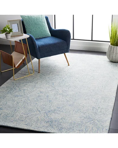 Safavieh Abstract Blueground Hand-tufted Wool-blend Rug In Blue