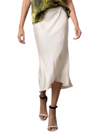 Go By Go Silk Iconic Bias Midi Skirt In White In White