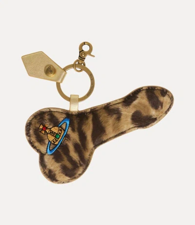 Vivienne Westwood Penis Keyring Leopard Print Plush Leopard One Size Unisex In Brown
