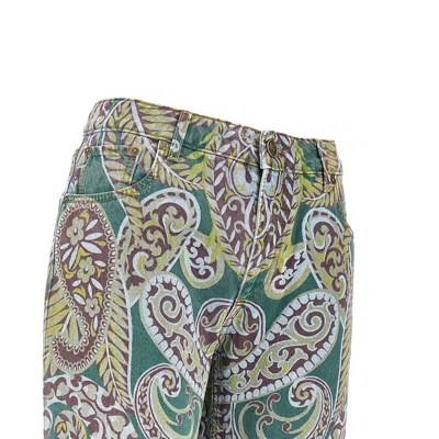 Etro Paisley Print Denim Pants In Multi