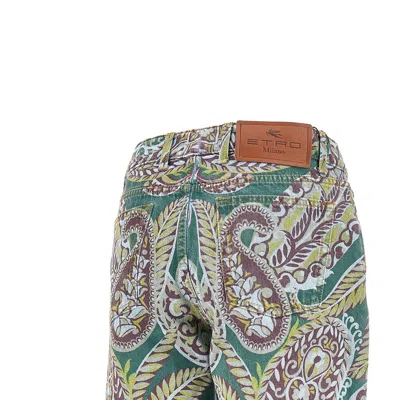 Etro Paisley Print Denim Pants In Multi