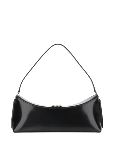 Jacquemus Le Calisso Black Shoulder Bag With Engraved Snap Button In Leather