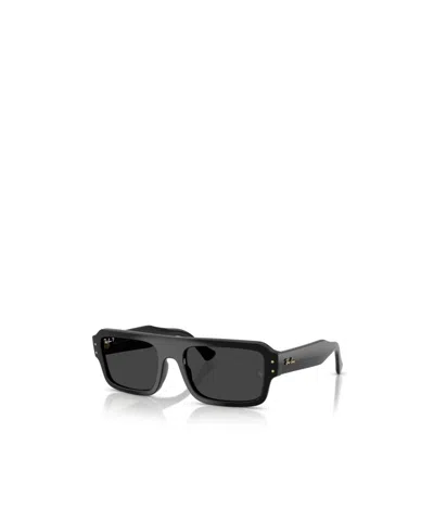 Ray Ban Ray-ban 56mm Polarized Rectangular Sunglasses In Black
