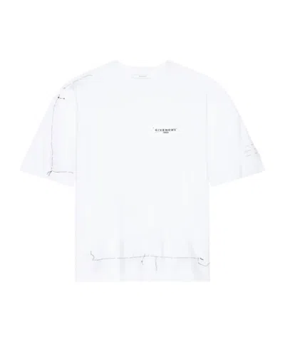 Givenchy Ribbed Crew-neck Cotton T-shirt With Graphic Print In White
