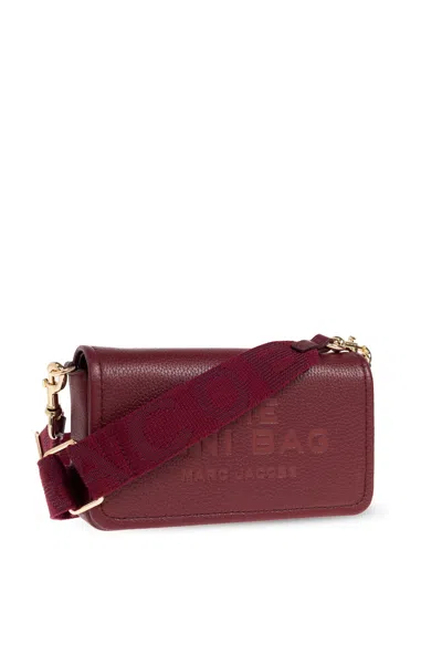 Marc Jacobs Mini Leather Shoulder Bag With Adjustable Strap In Burgundy