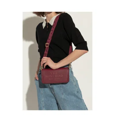 Marc Jacobs Mini Leather Shoulder Bag With Adjustable Strap In Burgundy