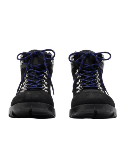 Burberry Suede Ankle Boots Padded Collar In Black