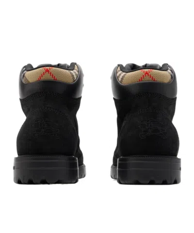 Burberry Suede Ankle Boots Padded Collar In Black