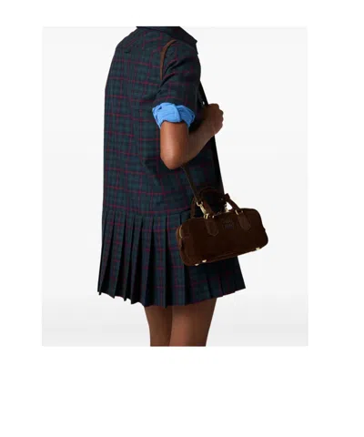 Miu Miu Arcadie Padded Suede Top-handle Bag In Brown