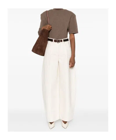 Jacquemus Cashmere Wool Blend Mock Neck Top In Brown