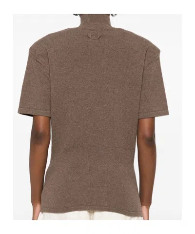 Jacquemus Cashmere Wool Blend Mock Neck Top In Brown