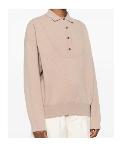 Jacquemus Polo Collar Knitwear With Ribbed Cuffs And Hem In Pink