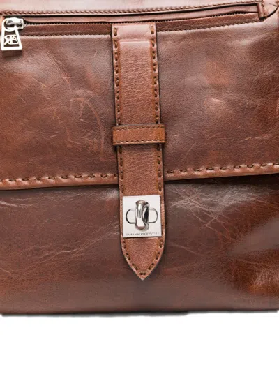 Ermanno Scervino Structured Brown Shoulder Bag With Silver-tone Hardware