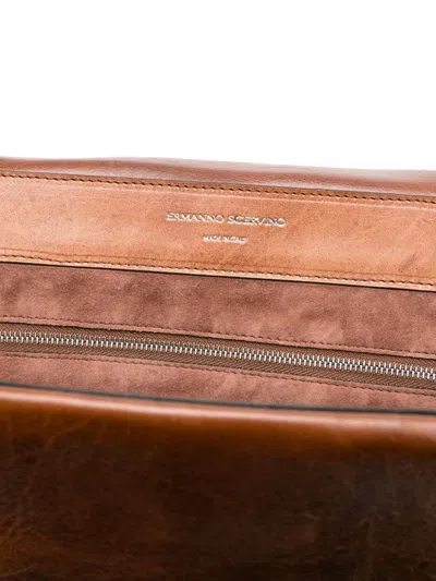 Ermanno Scervino Structured Brown Shoulder Bag With Silver-tone Hardware