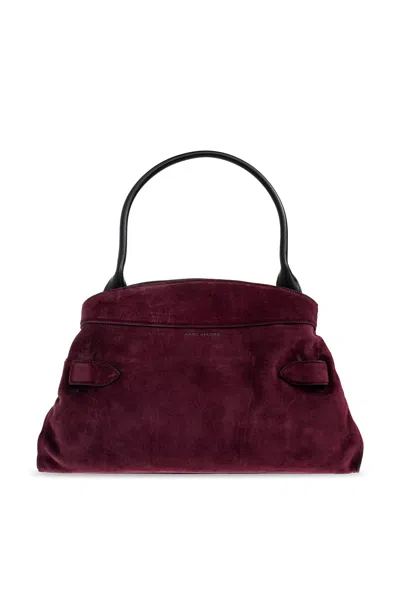 Marc Jacobs Suede Shoulder Bag With Buckle And Handle In Burgundy